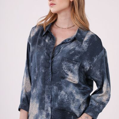 Camicia con stampa sfumata blu - NAYA