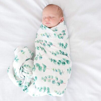 Manta de muselina para bebé, extragrande, 120x120 cm, eucalipto