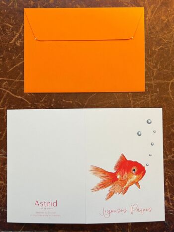 Carte & enveloppe - Joyeuses Pâques - Poisson rouge 2
