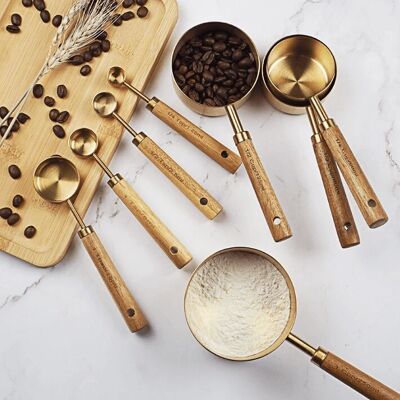 Gold Stainless Steel Measuring Cups Set