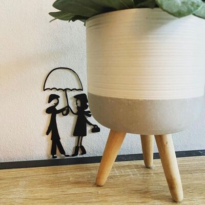 Umbrella couple, biosourced wall decoration