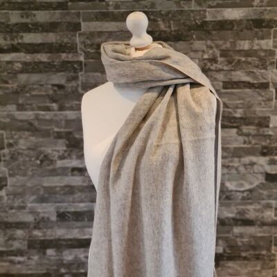 WT141 Sciarpa grande in lana d'agnello grigio chiaro