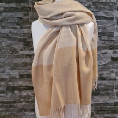 WT125 TWO TONE CREAM LARGE LAMBSWOOL SCARF