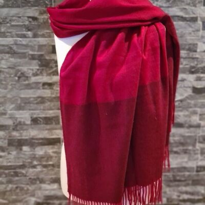 WT128 TWO TONE WINE LARGE LAMBSWOOL SCARF