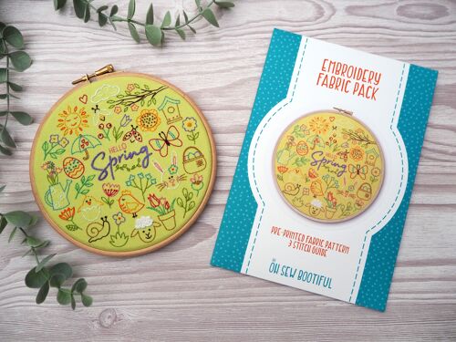 Hello Spring Embroidery Pattern Fabric Pack