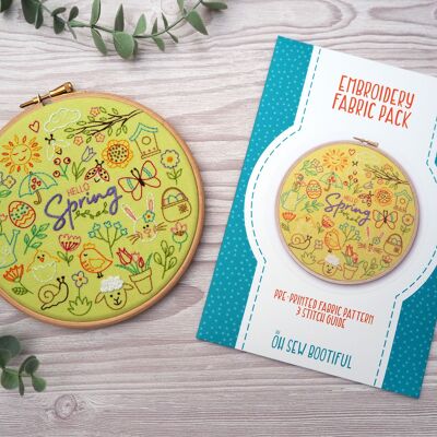 Hello Spring Embroidery Pattern Fabric Pack