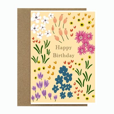 Feliz cumpleaños floral | Tarjeta de cumpleaños