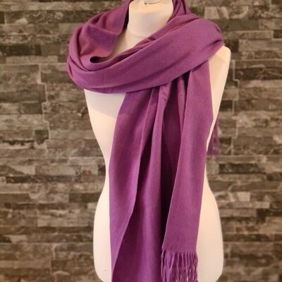 WT135 Bufanda grande de lana de cordero violeta claro