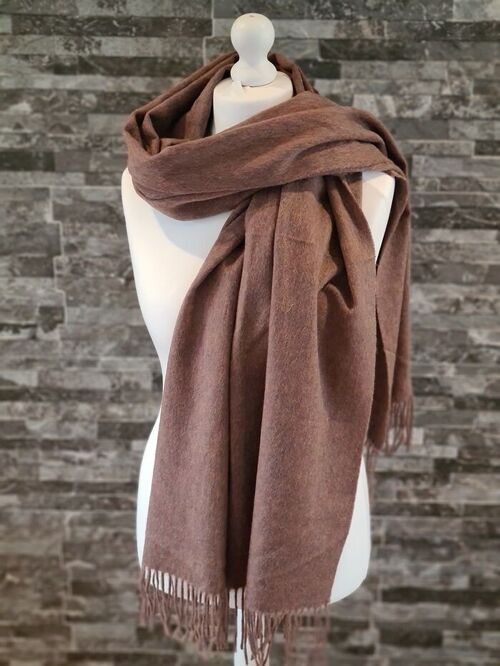 WT146 Brown Large Lambswool Scarf