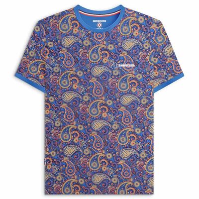 T-shirt Paisley Brand Bleu Foncé/Sable SS24