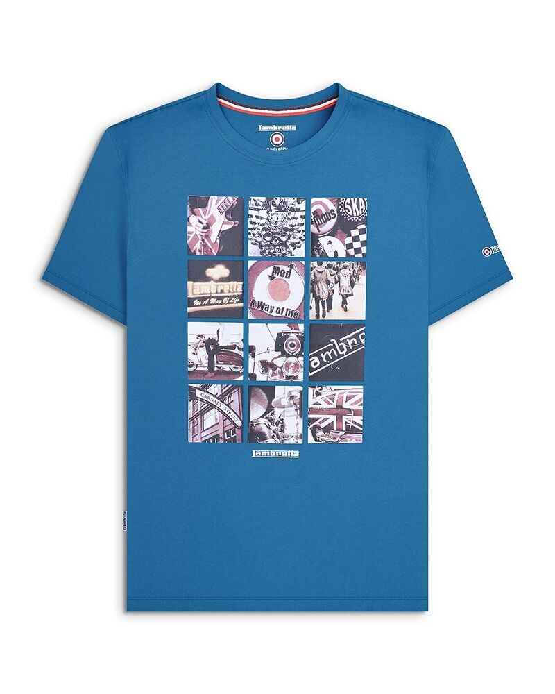 T-shirt con stampa fotografica blu corallo SS24