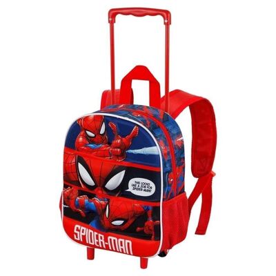 Marvel Spiderman Stronger-3D Backpack with Small Wheels, Red