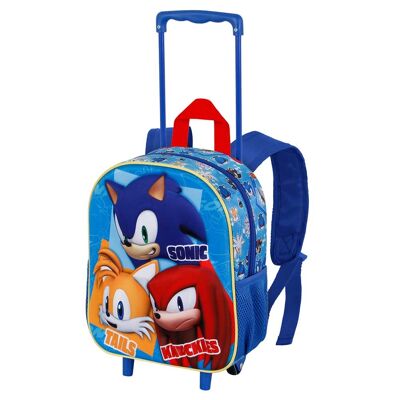 Sega-Sonic Trio-3D Backpack with Small Wheels, Blue