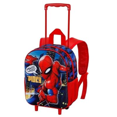 Marvel Spiderman Mighty-3D Backpack with Small Wheels, Red