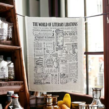 Linge de thé en coton biologique Fairtrade pour les amateurs de cocktails Literary Libations 3