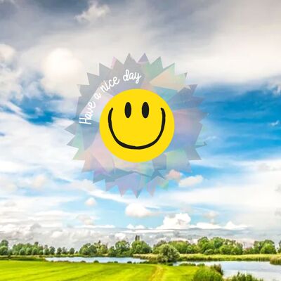 Smiley face rainbowmaker sun catcher sticker window decal Have a nice day