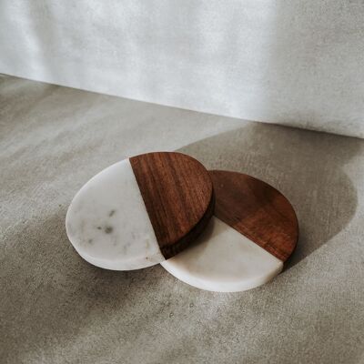 MILO Marble/Acacia Saucer (2 pcs)