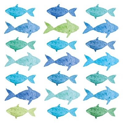 Watercolor Fishes 25x25 cm