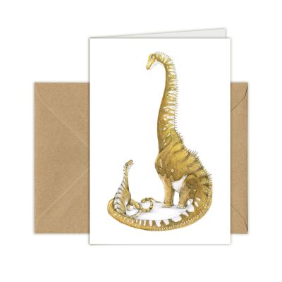 Biglietto d'auguri con dinosauri, biglietti con animali, biglietti d'auguri divertenti, biglietti bianchi, biglietti Diplodocus, biglietti per bambini
