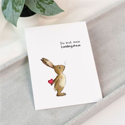 Carte - Lapin préféré | Pâques | Saint Valentin | Carte de voeux