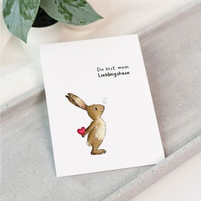 Card - Favorite Bunny | Easter | Valentine's Day | Greeting card