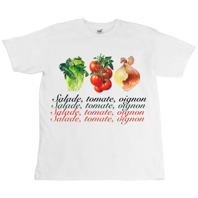 T-shirt con insalata, pomodoro e cipolla - unisex - stampa digitale