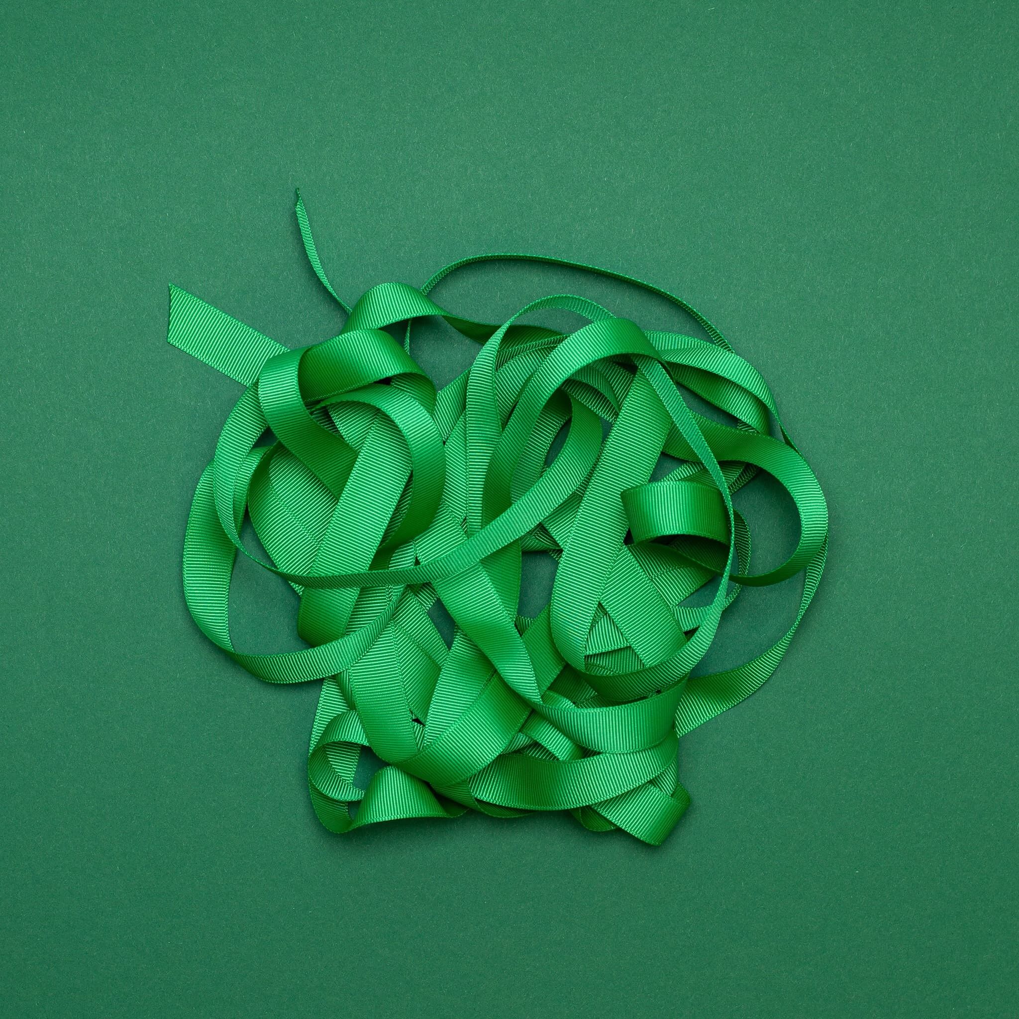 Cinta de regalo verde, cinta verde hierba fácil de atar, cinta de grosgrain de 16 mm x 5 m para envolver regalos