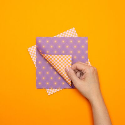 Papel de origami para manualidades de decoración de Pascua - papel artesanal de dos caras en color violeta, papel plegable de 15 cm con un patrón moderno, 25 hojas - papel reciclado