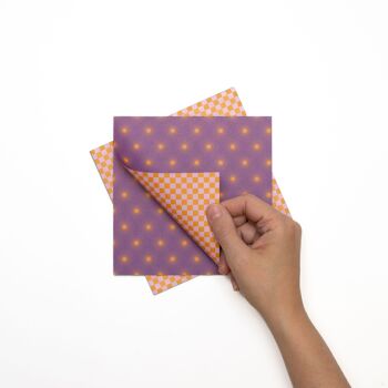 Papier origami pour travaux manuels de décoration de Pâques - papier craft recto verso violet, papier pliant de 15 cm avec un motif moderne, 25 feuilles - papier recyclé 2