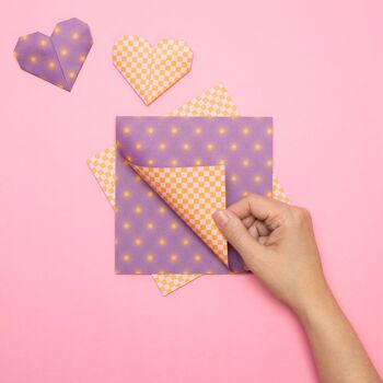 Papier origami pour travaux manuels de décoration de Pâques - papier craft recto verso violet, papier pliant de 15 cm avec un motif moderne, 25 feuilles - papier recyclé 3