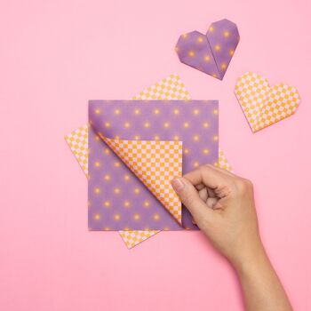Papier origami pour travaux manuels de décoration de Pâques - papier craft recto verso violet, papier pliant de 15 cm avec un motif moderne, 25 feuilles - papier recyclé 5