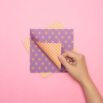 Papier origami pour travaux manuels de décoration de Pâques - papier craft recto verso violet, papier pliant de 15 cm avec un motif moderne, 25 feuilles - papier recyclé 7