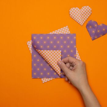 Papier origami pour travaux manuels de décoration de Pâques - papier craft recto verso violet, papier pliant de 15 cm avec un motif moderne, 25 feuilles - papier recyclé 9