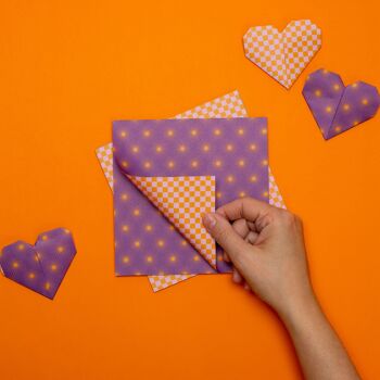 Papier origami pour travaux manuels de décoration de Pâques - papier craft recto verso violet, papier pliant de 15 cm avec un motif moderne, 25 feuilles - papier recyclé 10