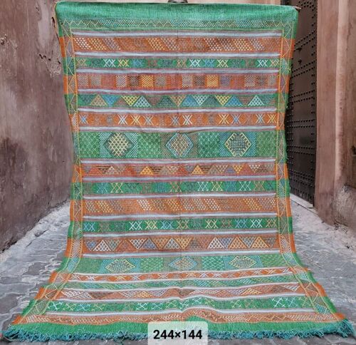 TIFLET Flatwoven Rug 244/144 - green & orange