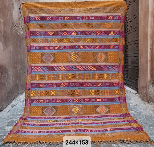 TIFLET Flatwoven Rug 244/153 - orange & fuchsia