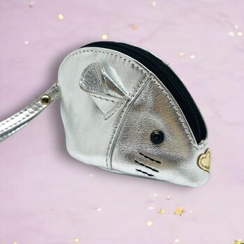 Sac zippé cashmouse cuir L argent 2