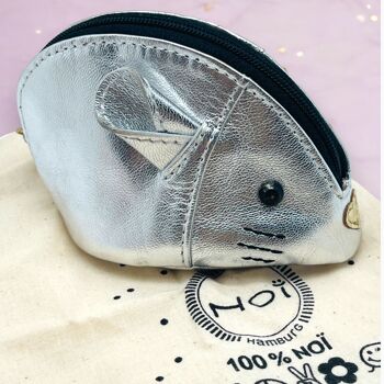 Sac zippé cashmouse cuir L argent 3