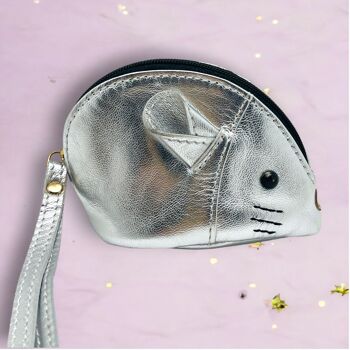 Sac zippé cashmouse cuir L argent 5