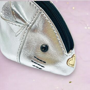 Sac zippé cashmouse cuir L argent 6