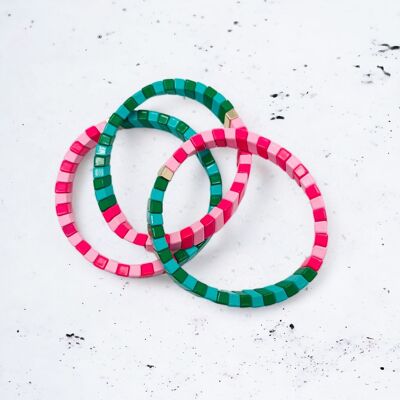 Bracelet color block rose vert
