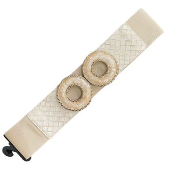 Ceinture à boucle élastique avec crochet central et cercles marbrés avec tressage Intrecciato 2