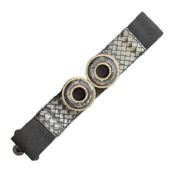 Ceinture à boucle élastique avec crochet central et cercles marbrés avec tressage Intrecciato 3