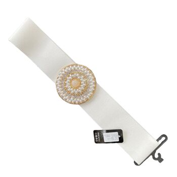 Bande élastique bande extensible avec ceinture à boucle circulaire à crochet central ornée de perles, de cristaux, de perles, de barres et de marbre 3