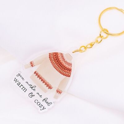 Porte-clés "Tu me fais sentir chaud et confortable" pull acrylique - cadeau de pendaison de crémaillère pour petite amie