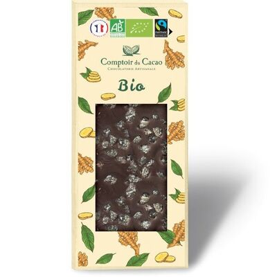 Tablette Gourmande BIO 90g Noir Gingembre - Produit issu de l'agriculture biologique certifié conforme par Ecocert FR-BIO-01