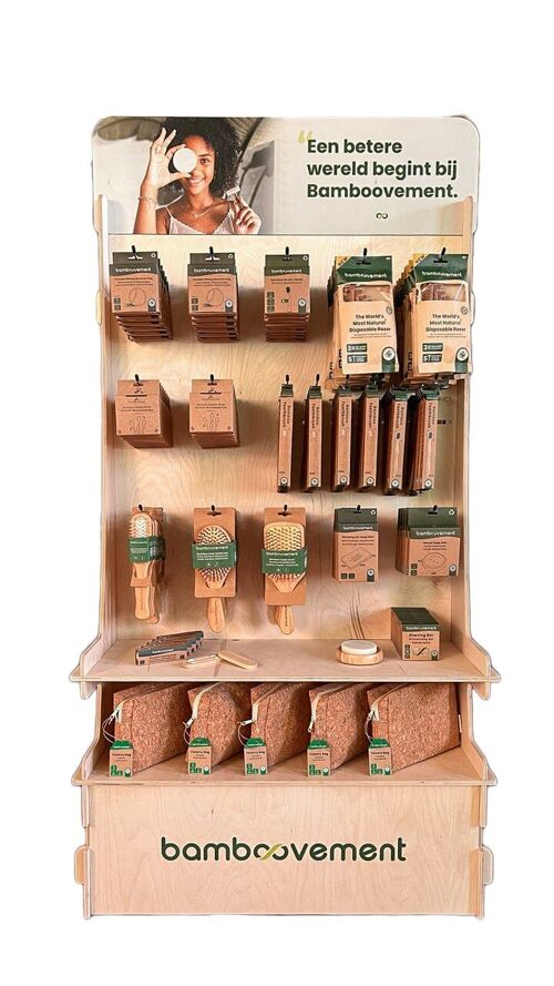 Gevulde houten productdisplay