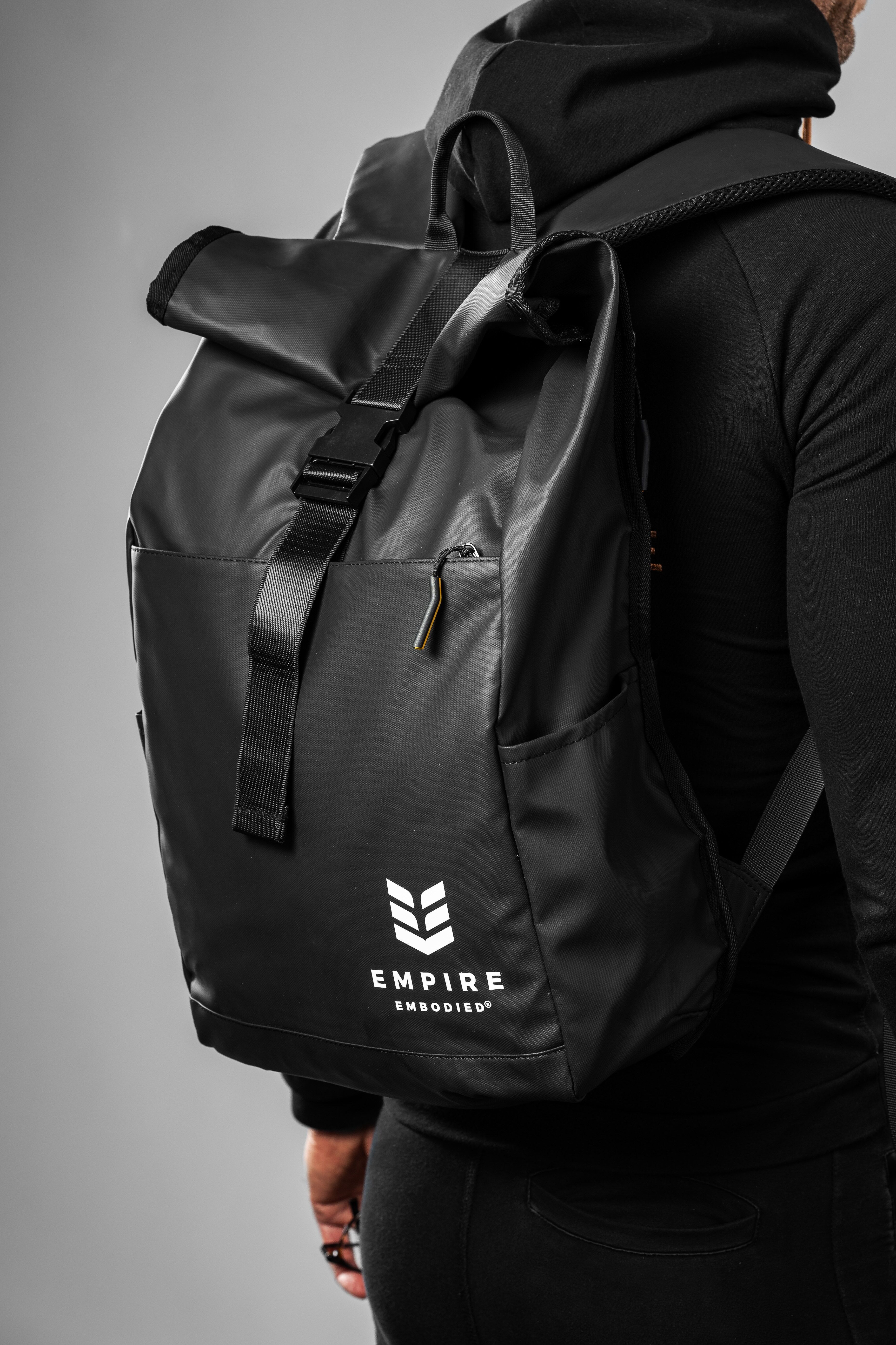 Empire Embodied Athlete's Companion Backpack Pure Black Rolltop backpack black