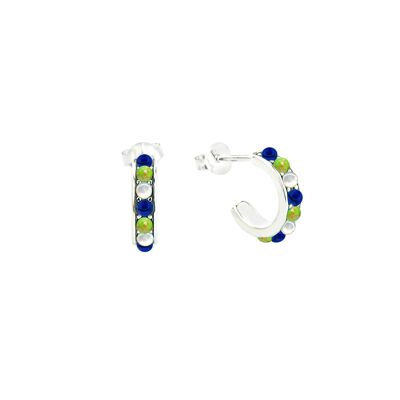 Turquoise verte, lapis et vadrouille blanche -Earhoops-9SY-0023