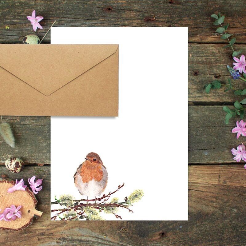 Briefpapier-Set Rotkehlchen